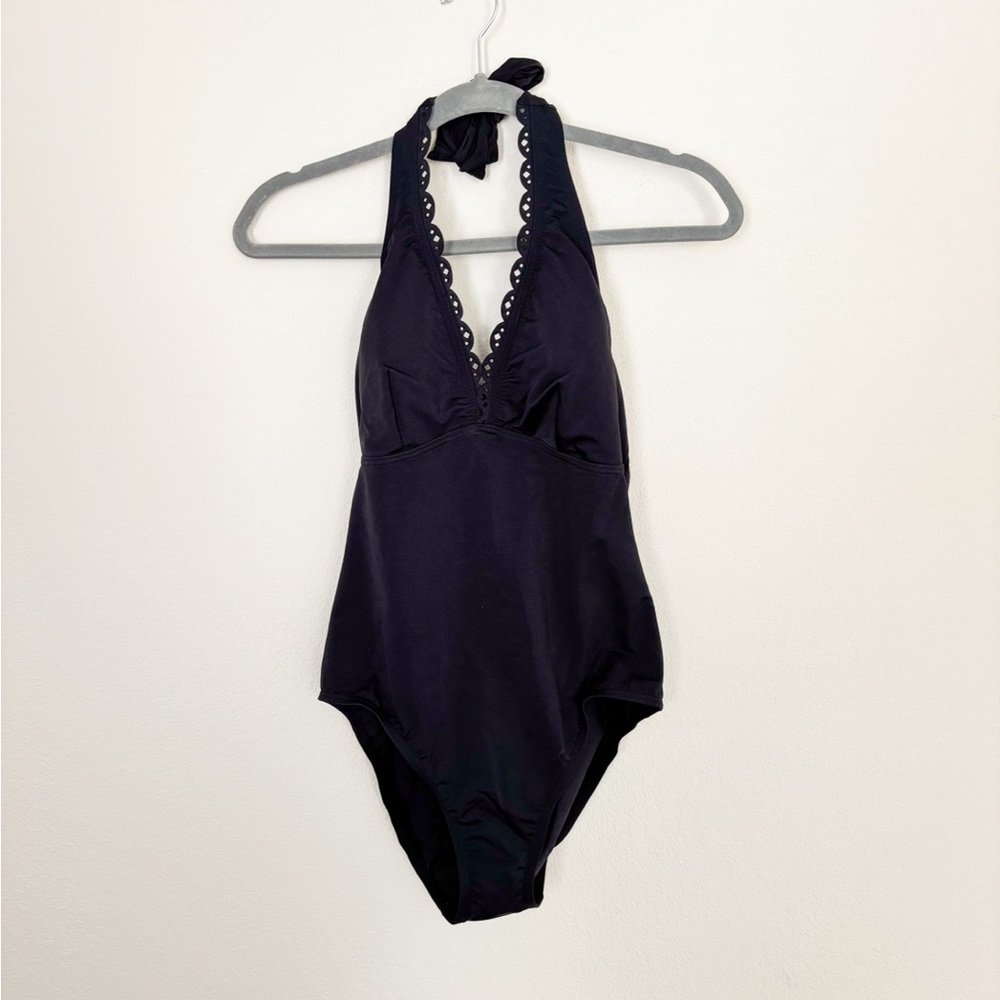 Elegant Black Halter One-Piece Swimsuit